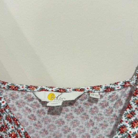 • Boden • Women’s Frill Detail Jersey Midi Dress Floral Print Red & White 6 R - Picture 6 of 6